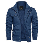 MAGCOMSEN Herren Fleecejacken Windbreaker Mäntel Herbst Winter Thermo Bomberjacken Multi-Taschen Stehkragen Motorradjacke
