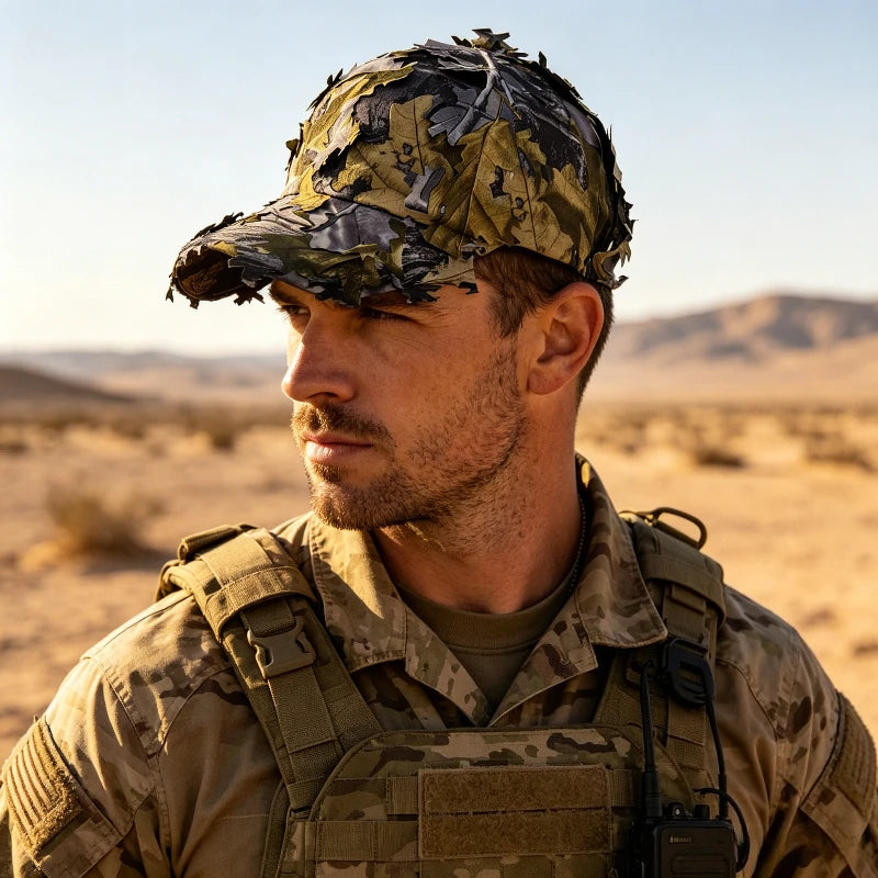 Men's 3D Leaves Ghillie Camo Baseball Cap, Tactical Hunting Hat for Fishing & Outdoor Hauptbild