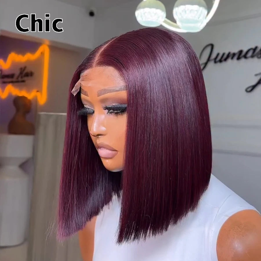 260 % Dichte Echtes HD 5x5 Lace Closure Perücken Super Double Drawn Vietnamesisches Echthaar Kurze BOB Perücke Klebstofffreie Pre-Plucked Lace Perücke