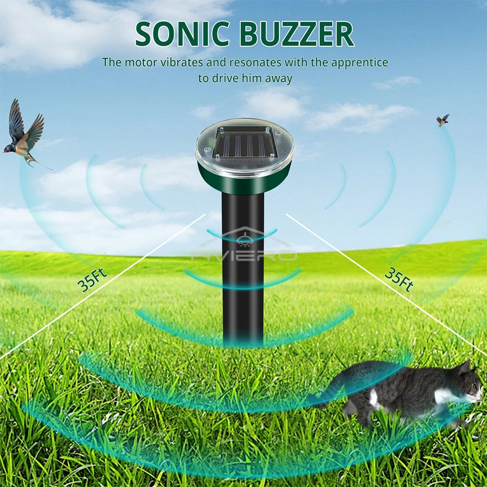 4/8X Solar-Vertreiber Solarbetrieben Ultraschall Sonic Maus Maulwurf Schädlings Nagetier Abwehr Vibrationswelle Garten Rasen Bauernhof Feld Außenbereich