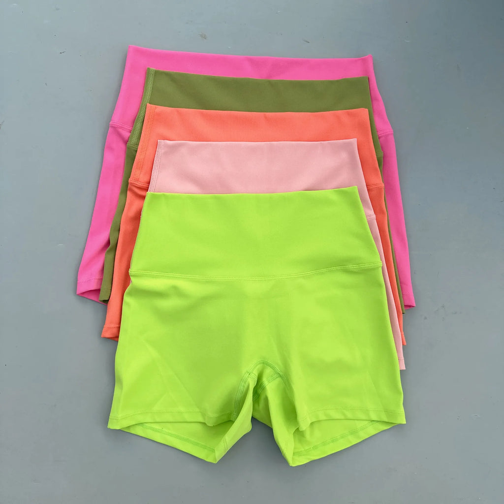 Sexy einfarbige Damen-Fitness-Sportshorts, hohe Taille, athletische Yoga-Shorts, Bein-Radfahren, umfassendes Training, Jogging, Squat-Proof
