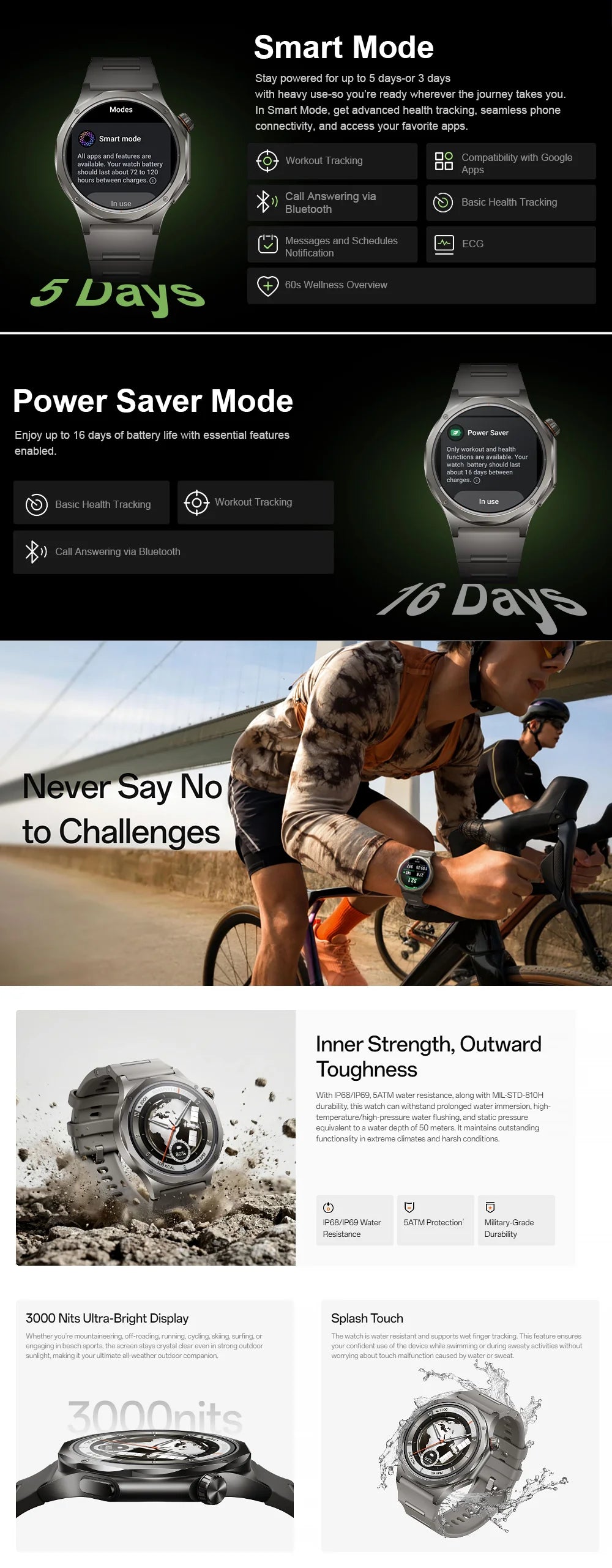 EU Version OPPO Watch X3 Smartwatch Wear OS by Google Schlaf 16 Tage Akkulaufzeit SpO2 Blutsauerstoffüberwachung IP69 Google Wallet