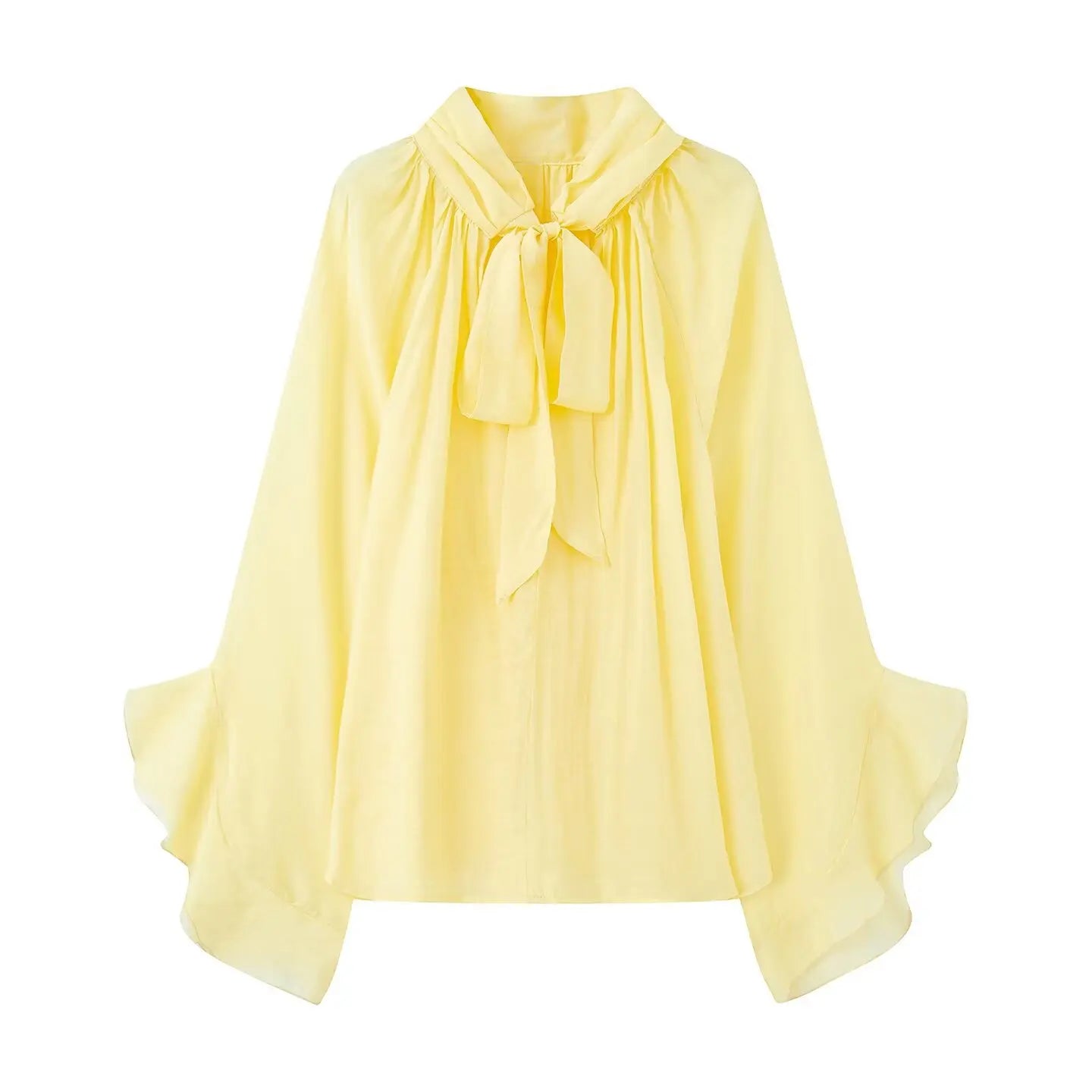 NLZGMSJ Schleifendekoration Locker Langärmlige Blusen für Damen Neue Mode Rüschenkante Hemden und Blusen Damen Top