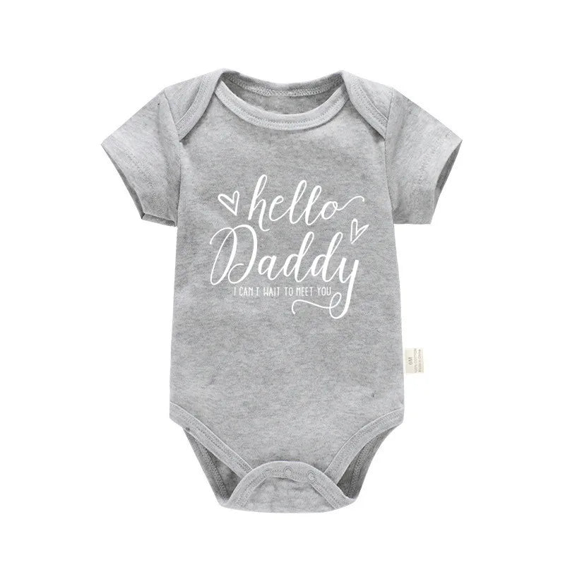 Schwangerschaftsverkündung Hallo Papa, ich kann es kaum erwarten, dich kennenzulernen Neugeborenes Baby Mädchen Kurzarm-Strampler Weicher Baumwoll-Body Strampelanzug