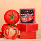 AILKE Bio-Tomaten-Seifenstück, hellt die Haut auf, reinigt tiefenwirksam, peelt, entfernt dunkle Flecken, spendet Feuchtigkeit, für Gesicht und Körper, 200 g