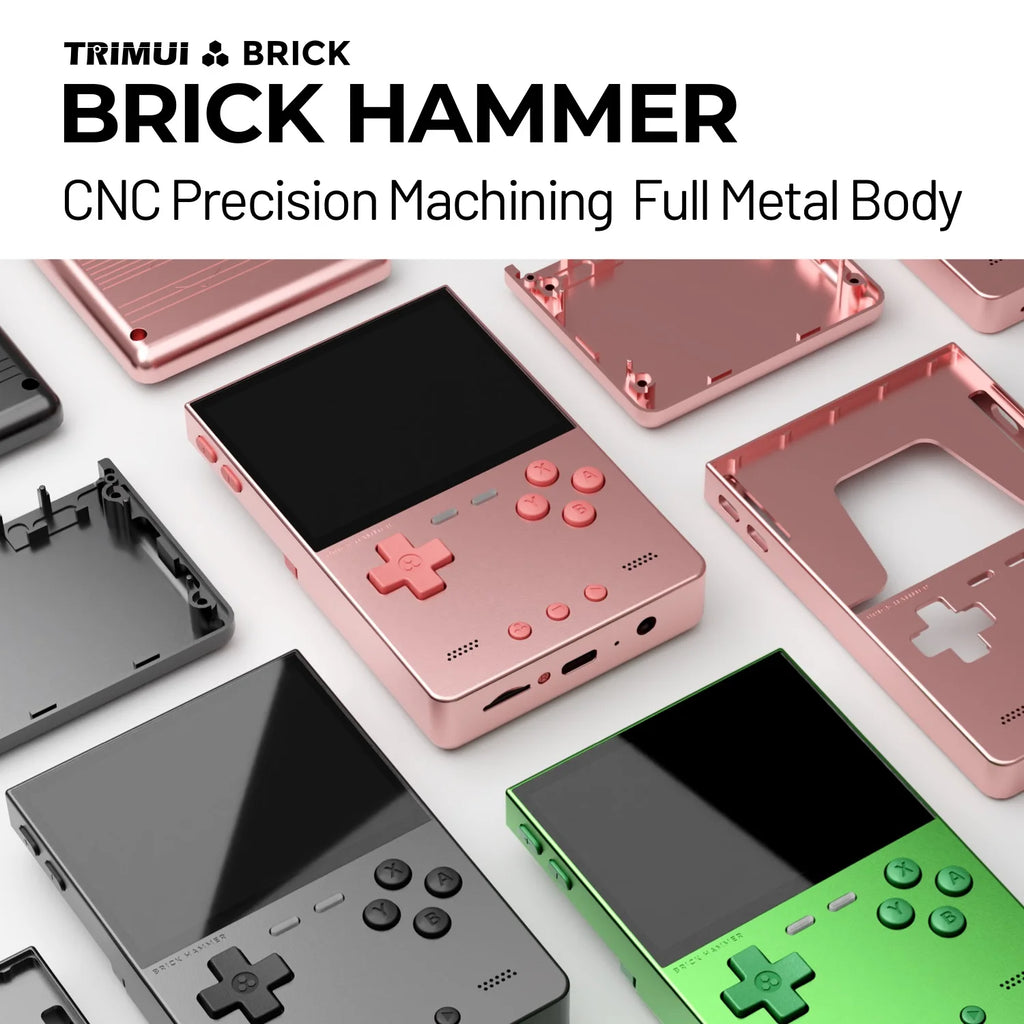 NEUE TRIMUI BRICK Hammer Handheld-Spielkonsole 3,2'' IPS-Bildschirm Linux-System Metallgehäuse Tasten-LED-Beleuchtung Kostenlose Tastenkappen-Geschenke