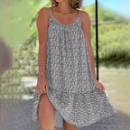2026 Sommer Neuer grenzüberschreitender Amazon europäischer und amerikanischer Freizeitstil Bedrucktes ärmelloses Kleid mit weitem Saum