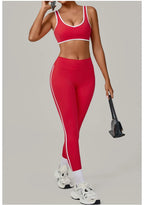2PCS Damen Yoga-Set Hohe Taille Peach Hip Herausnehmbare Polsterung Sport-BH Hose Fitnessanzug Laufen Workout Gym Leggings Yoga-Set