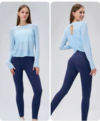 Yogaanzug Damen Langarmshirts Schöne Rücken Sportanzug Tops Schmale Lose Bluse Pilates Fitness Gym Anzug Laufbekleidung