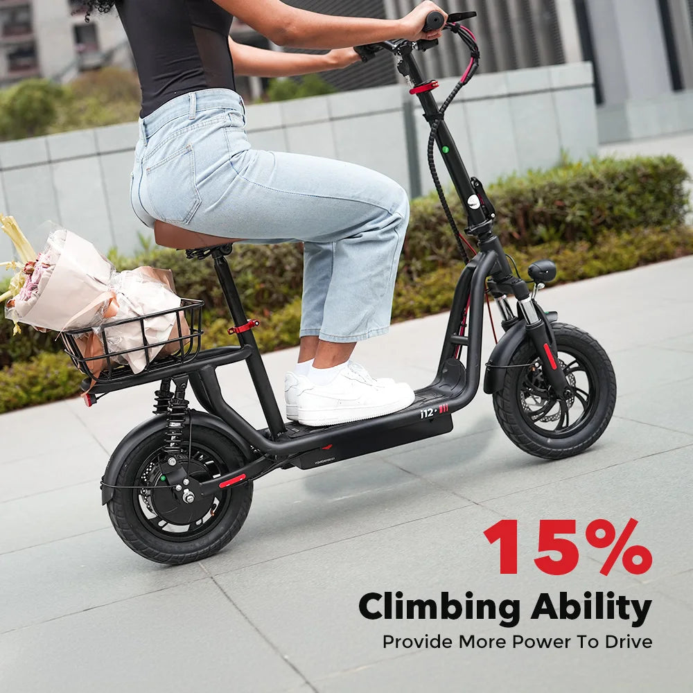 ISCOOTER i12 Elektroroller für Erwachsene 500W Motor E-Scooter 36V7.5AH Akku Elektroroller 12 Zoll Straßenreifen Elektroroller