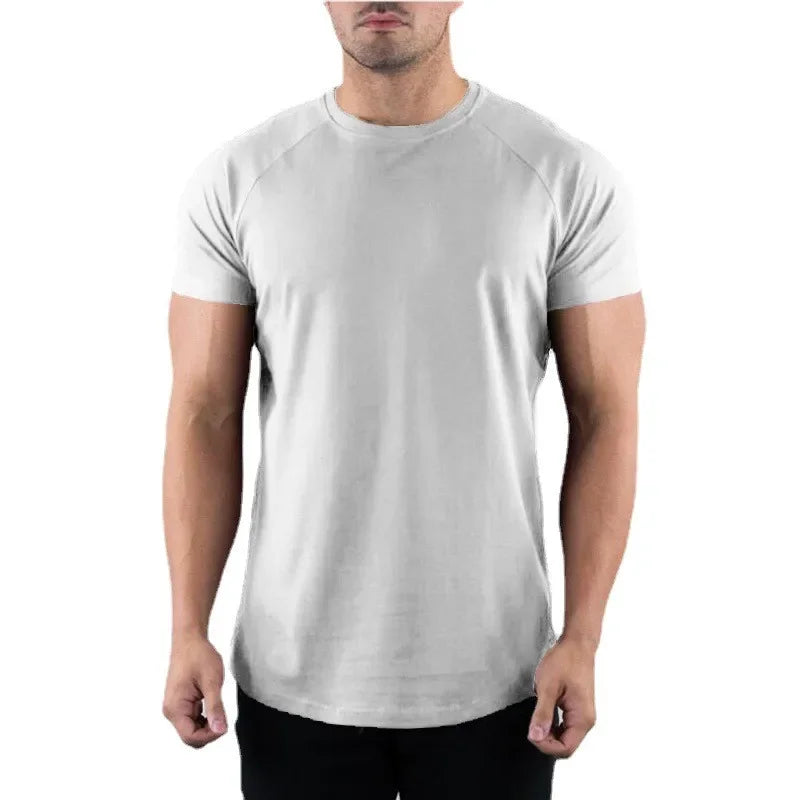 Herren Sommer Fitness Einfarbiges Gym T-Shirt Bekleidung Rundhals Kurzarm T-Shirt Baumwolle Slim Fit T-Shirt Bodybuilding Workout T-Shirts Oberteile