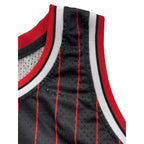 Herren gestreiftes Basketball-Sporttrikot, atmungsaktives ärmelloses Sweatshirt mit Musterstickerei für Training und Wettkampf