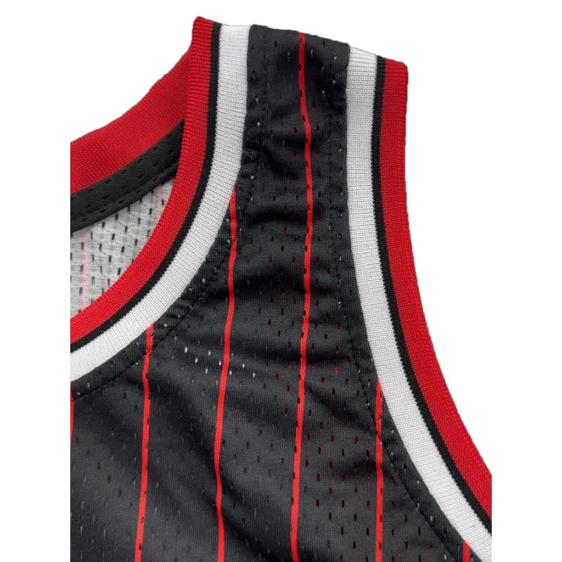 Herren gestreiftes Basketball-Sporttrikot, atmungsaktives ärmelloses Sweatshirt mit Musterstickerei für Training und Wettkampf