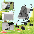 Animals stroller for small dogs and cats, foldable, with cup holder, 4 wheels, breathable mesh, large capacity, gray/blue/pink/black