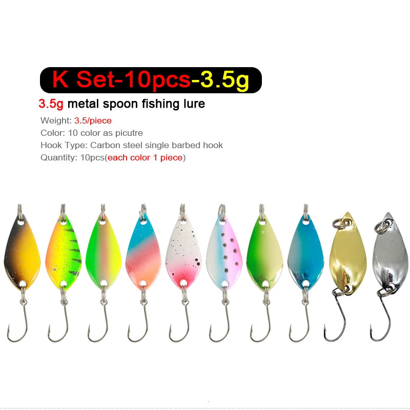 7/9/10 Stück Forellenköder 2,5g/2,6g/3g/3,2g/3,5g/5g Metalllöffel Angelköder Wobbler Casting Jigging Angelzubehör Pesca Döbel