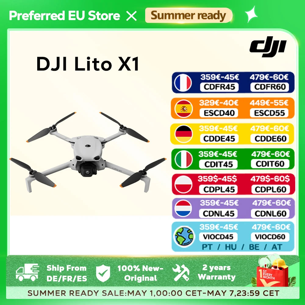 DJI Lito X1 faltbare, leichte 4K Drohne mit Hinderniserkennung ActiveTrack 1/1.3 Zoll Sensor 15km Übertragung für Anfänger C0