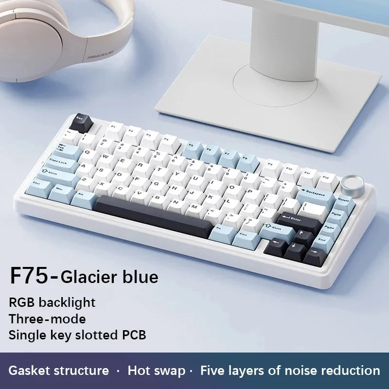 AULA F75 2.4G Kabellos/Bluetooth/Kabelgebunden Gaming Mechanische Tastatur RGB Angepasstes 75% Layout OEM Profil Gasket Struktur