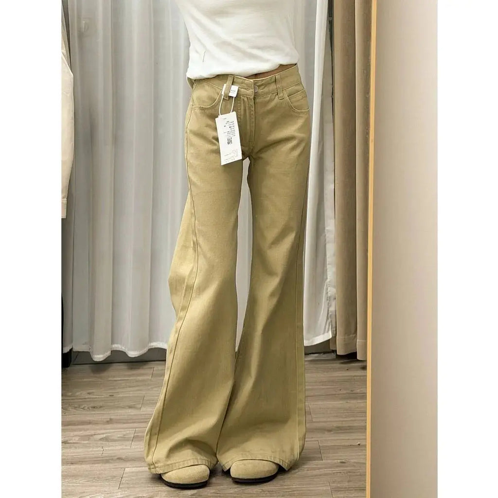 Damen Jeans Schlaghose Freizeithose Figurformend Vintage Inspiriert Herbst High Waist Schlagjeans Damen Hose Schlaghose Jeans Y2K