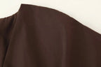 KONDALA 2026 Frühling Sommer Vintage Damenkleid Mode Einreihig Schärpen Drapierter V-Ausschnitt Ärmellos Schicke Braune Damenkleider