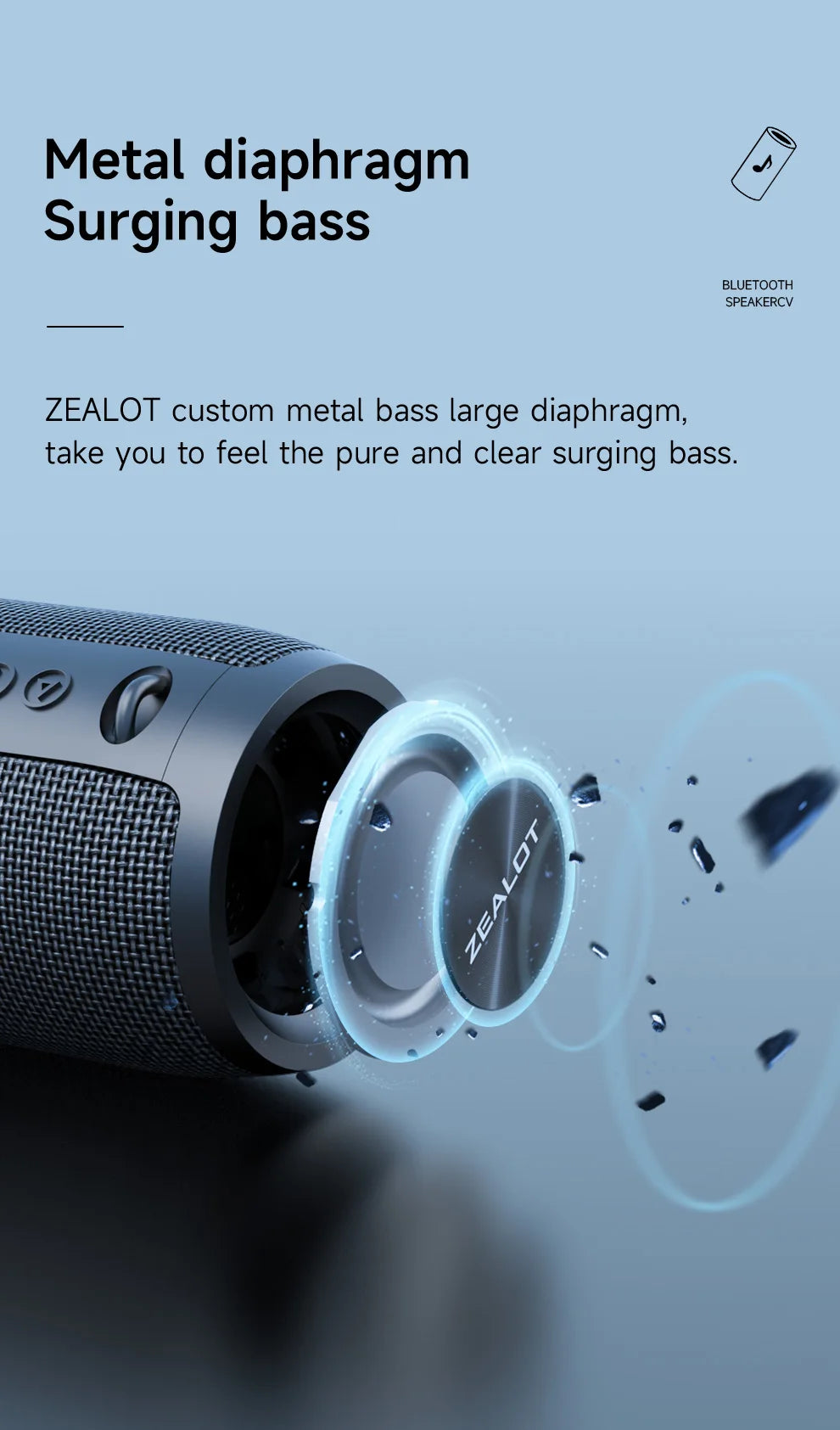ZEALOT-S51PRO 40W High-Power Bluetooth-Lautsprecher 3D-Stereo-Bass Bluetooth-Lautsprecher Tragbarer IPX5 Wasserdichter Geeigneter TWS Boombox