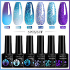 LILYCUTE 7ML 6PCS Neon Gel Nagellack Set fluoreszierend Farbwechsel Semi Permanent Soak Off Maniküre-Kit Nail Art Gel