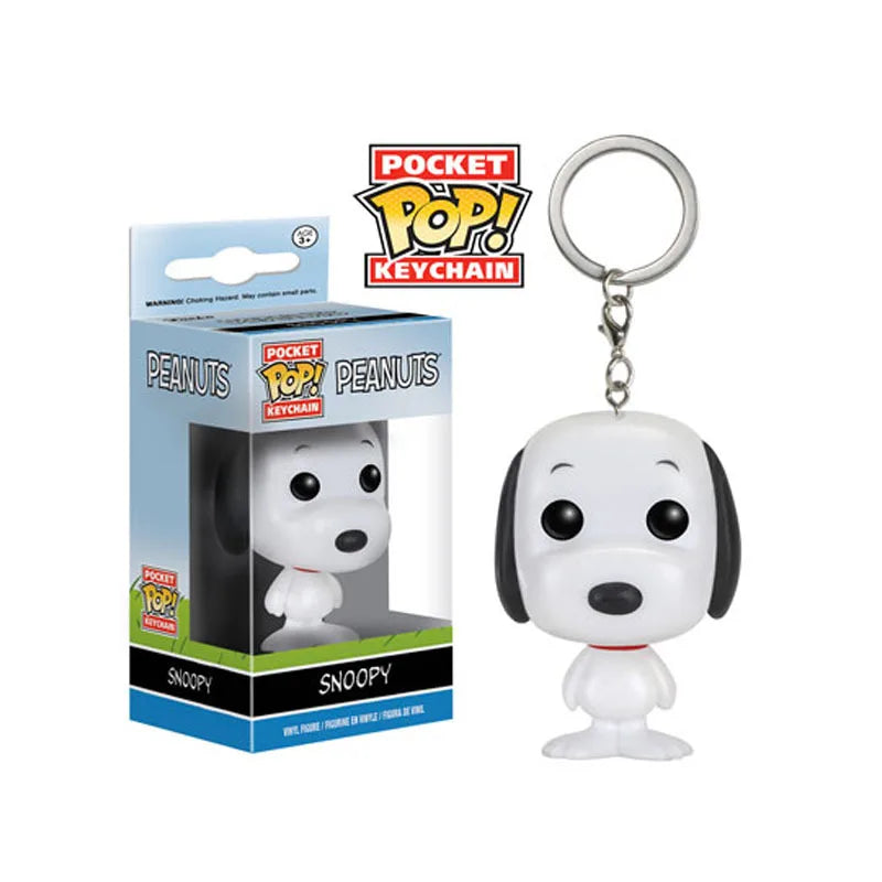 Neu eingetroffen FUNKO POP Pocket Schlüsselanhänger Peanuts Snoopy mit Hut neuer Snoopy Schlüsselanhänger mit Box Actionfigur Spielzeug für Ornamente