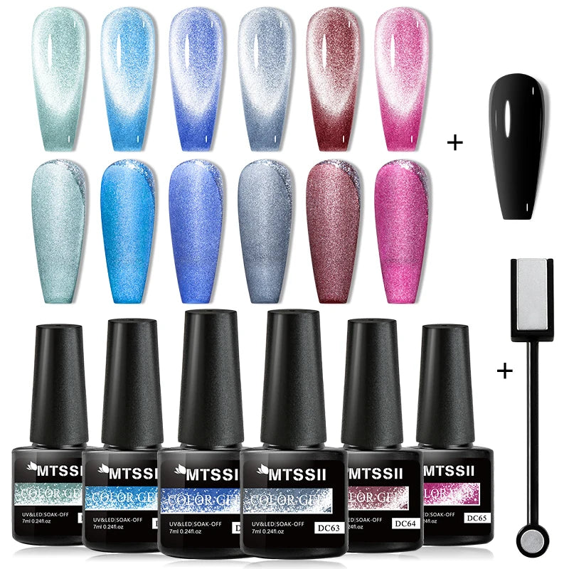 10/12PCS/SET Katze Magnetisches Gel Nagellack Set 9D Reflektierendes Glitzer Gel Halbpermanentes UV Gel Soak Off Funkelndes Nagelkunst Kits