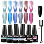 10/12PCS/SET Katze Magnetisches Gel Nagellack Set 9D Reflektierendes Glitzer Gel Halbpermanentes UV Gel Soak Off Funkelndes Nagelkunst Kits