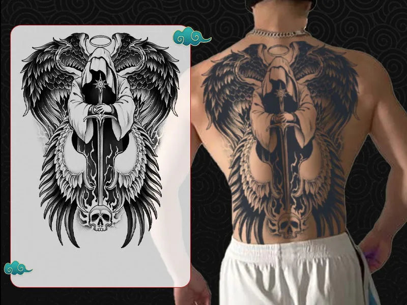 Magic Juice Tinte Wasserdichte Tattoo Aufkleber Große Größe Kräutersaft Temporäre Tattoos Männer Body Art Drache Tiger