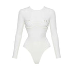 2026 2tlg. sexy Damen-Badeanzug, einteilig, weibliche Bademode, unifarben, Biquini, hoch geschnitten, Monokini, Push-Up-Badeanzüge, Strandmode