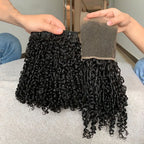 Pixie Locken Echthaar Weave Bundle mit Verschluss Brazilian Echthaar Weave Extensions 100% Echthaar Tressen HD Lace Verschluss