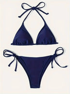 Bademode Tanga Bikini Set Sexy Neu Marineblau Badeanzüge Frau Sexy Bademode Bikinis Triangel Bandage Damen Strandbekleidung