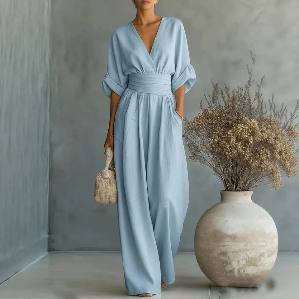 Einfarbige lässige weite Jumpsuits für Damen 2026 Sommer Elegante Overalls Damen Jumpsuits und Rompers Bodysuit Damenbekleidung