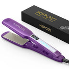 KIPOZI Professioneller Titan-Glätteisen mit digitalem LCD-Display, Dualspannung, sofortige Aufheizfunktion, Lockenstab