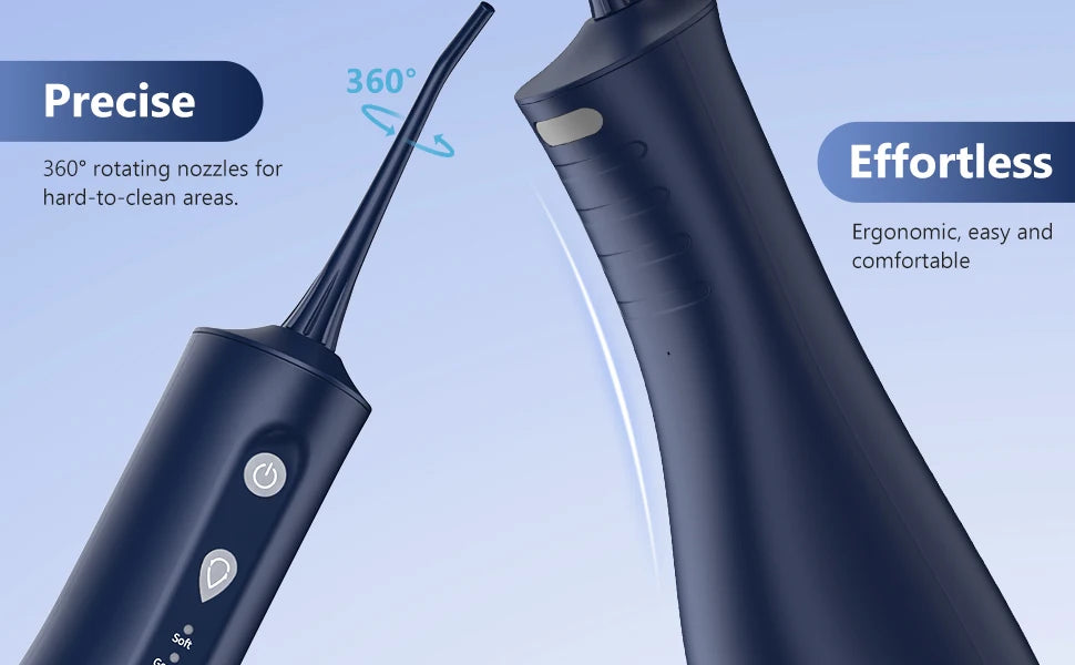 Sejoy Elektrische Wasserflosser Munddusche Wiederaufladbar Tragbar Dental 5 Modi Wassertank Zähne 300ML Wasserdichter Reiniger