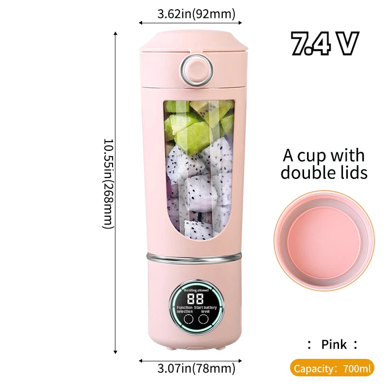 Neuer tragbarer Saftmixer für Shakes Smoothie 700ML Robuster Entsafter Stahlklingen 2-in-1 Mixer Flasche Smoothie tragbar