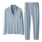 Herren Pyjama Set weiter Schnitt Weiche Lyocell-Baumwollmischung Schlafanzug Atmungsaktive Homewear Gemütlicher bequemer Pyjama