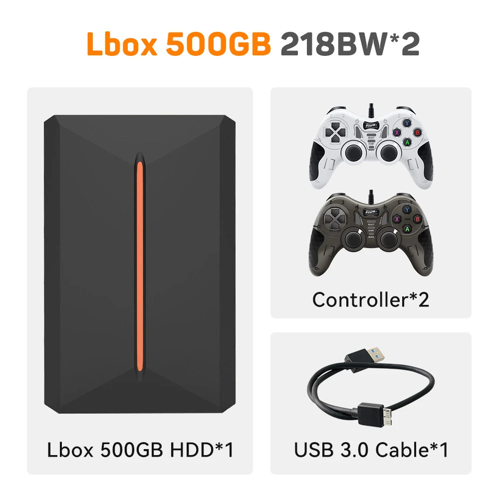 Launchbox 500GB Gaming-Festplatte, tragbare Gaming HDD mit über 3700 PC-/3D-Spielen für PS4/PS3/PS2/Wii/WiiU/Switch Spielekonsolen für PC