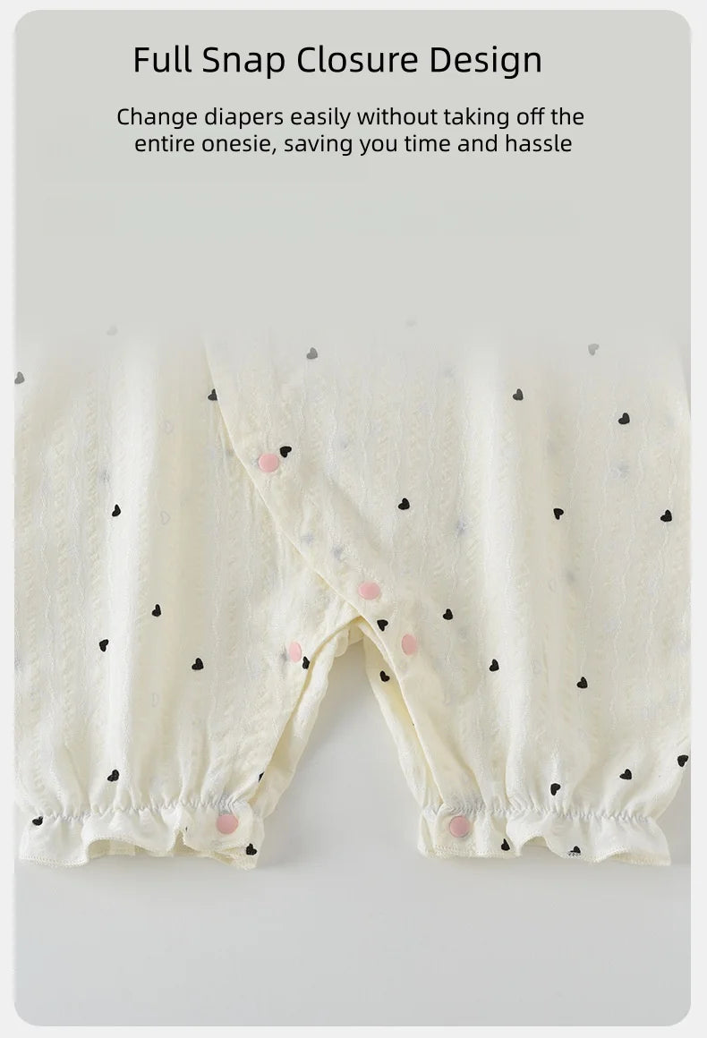Baby Mädchen Sommer Süßer Herz-Print Strampler Rüschenkragen Baby Bodys Baumwolle 0-24M Neugeborenen Komfort Overall Outfit
