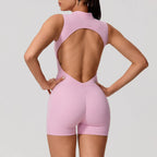 Hearuisavy Summer Sports Overalls Women Gym High Stretch Sleeveless Yoga Bodysuit Running Push Up Butt-Lifting Fitness Jumpsuit