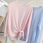 Damen Yoga Shirts Sportoberteile Langarm O-Ausschnitt Atmungsaktives Laufshirt Lockere Fitnesskleidung Gym Sportbekleidung Pilates T-Shirts