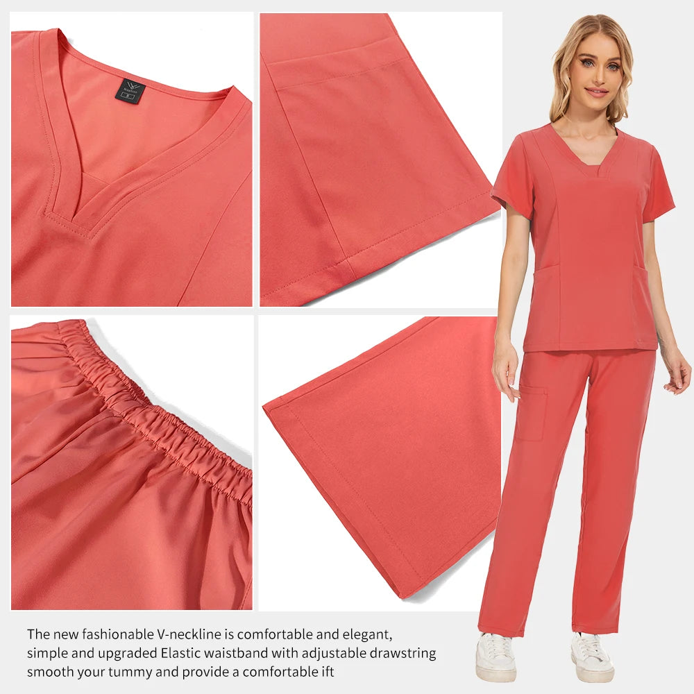 Niaahinn Scrubs Uniforms Sets Großhandel Medizinische Kasacks Stretch-Anzug Gesundheitswesen Pflegeuniform Unisex OP-Kasacks Damen Herren