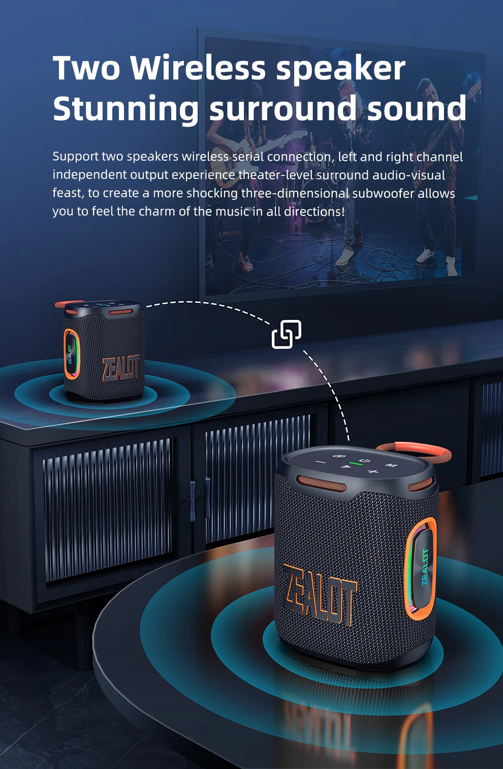 S122 25W Kabelloser Bluetooth-Lautsprecher Outdoor Tragbarer Mini Wasserdichter Lautsprecher mit Licht 6000mAh Akku Bass Boost für Outdoor