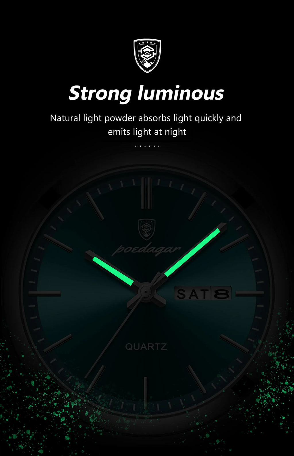 POEDAGAR Luxus Herrenuhren Wasserdicht Leuchtende Datumsanzeige Wochentag Herrenuhr Edelstahl Casual Mode Quarz Herren Armbanduhr Reloj
