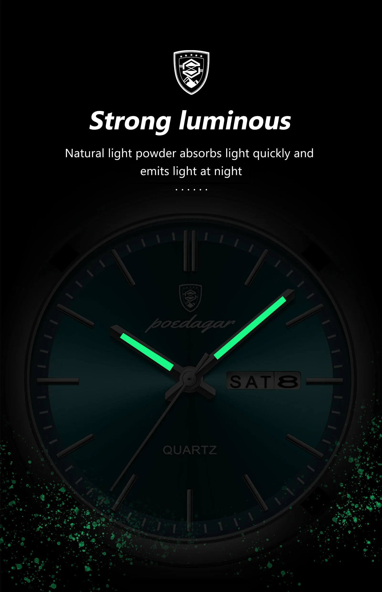 POEDAGAR Luxus Herrenuhren Wasserdicht Leuchtende Datumsanzeige Wochentag Herrenuhr Edelstahl Casual Mode Quarz Herren Armbanduhr Reloj