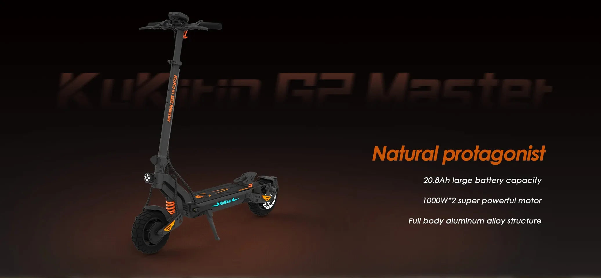 KuKirin G2 Master Elektroroller 1000W*2 Doppelmotor 52V 20.8Ah 60km/h Höchstgeschwindigkeit Scheibenbremse vorne und hinten Hydraulischer Stoßdämpfer