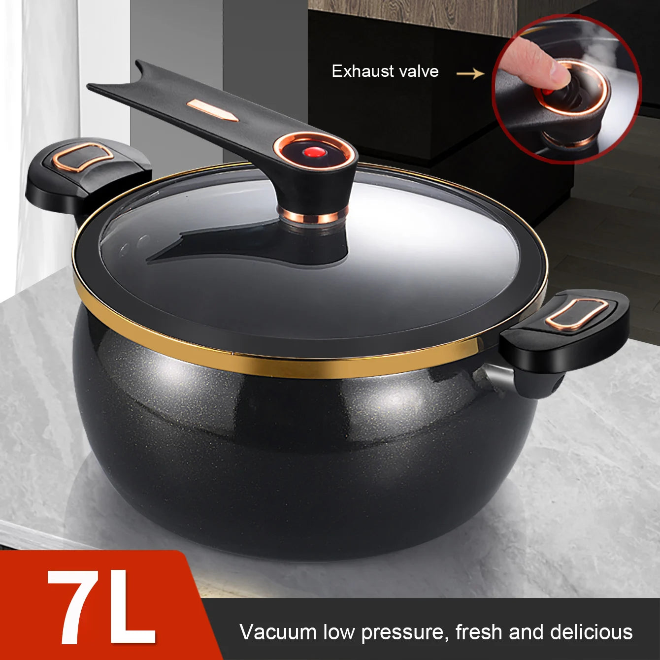 1 Piece of Fat Daddy Micro Pressure Cooker, 7L Large Capacity, 26cm, Suitable for Home Use, Multi-Functional Non-Stick Pot for Stewing and Cooking Soup, Compatible with Induction Cookers and Gas Stoves Hauptbild