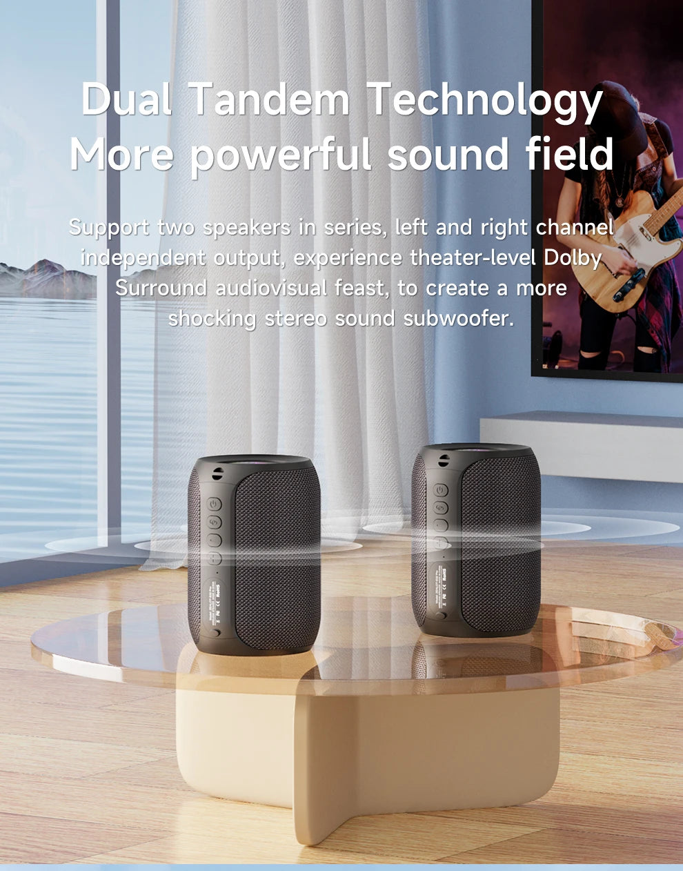 ZEALOT-S32PRO Tragbarer Bluetooth 5.2 Lautsprecher Outdoor Wasserdichter Kabelloser TWS Mini-Säulenlautsprecher Outdoor TF-Karten Boombox