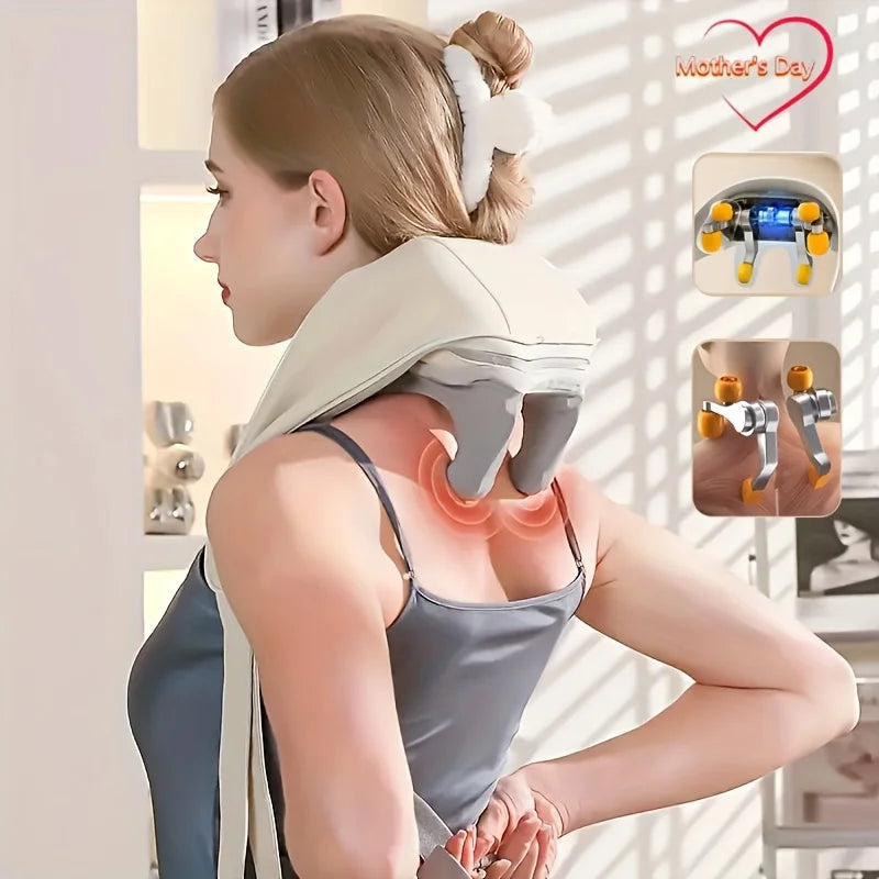 Nacken-Schulter-Massage-Schal Entspannungsgerät Halswirbelsäule Muskel Beheizter Trapezius-Massager Pressen Kneten Aufladen