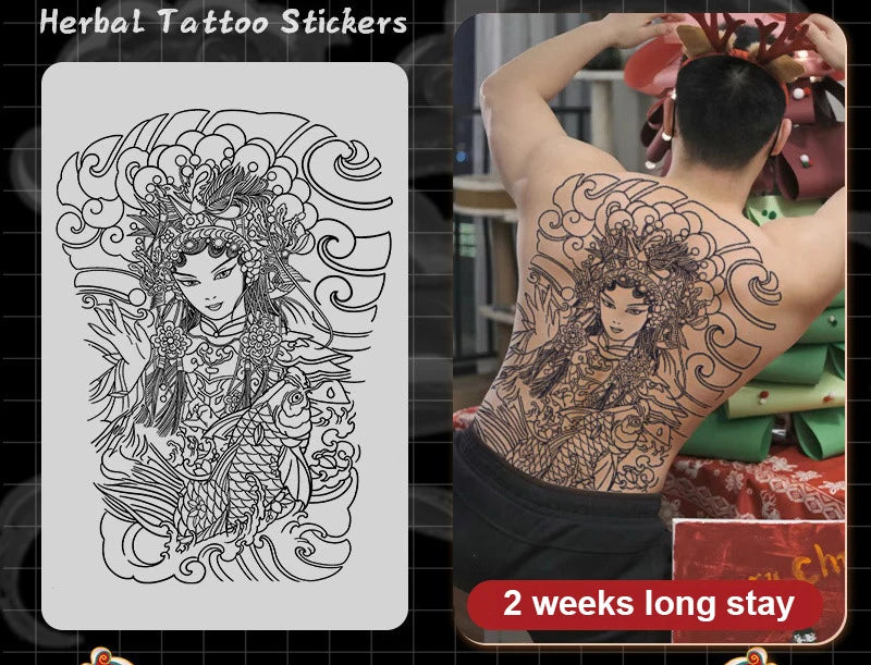 Magic Juice Tinte Wasserdichte Tattoo Aufkleber Große Größe Kräutersaft Temporäre Tattoos Männer Body Art Drache Tiger